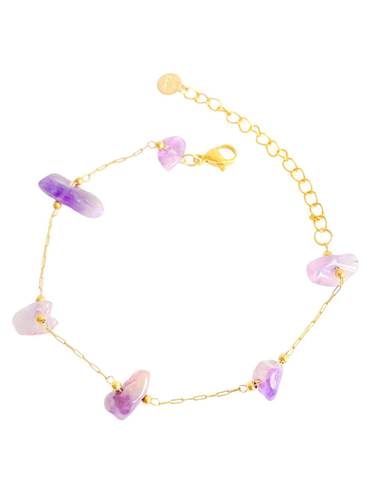 Gold Plated Amethyst Chip Bracelet