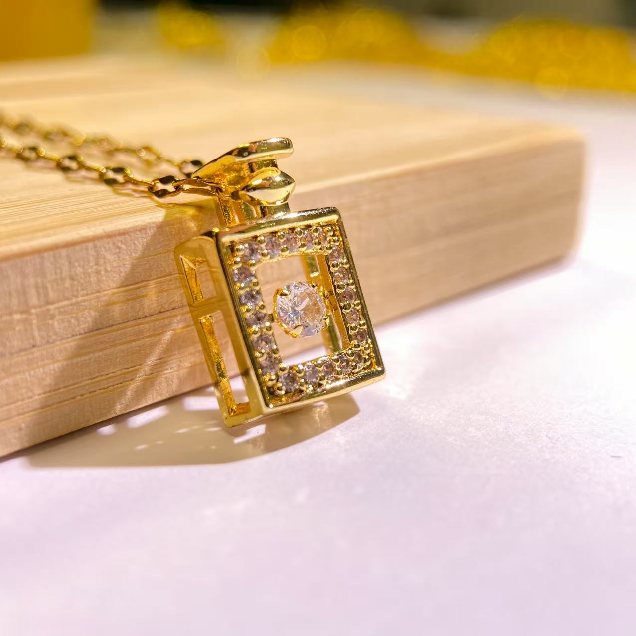Gold Perfume Bottle Necklace