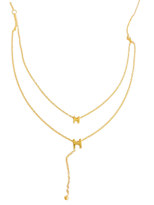 Gold H Pendant Necklace