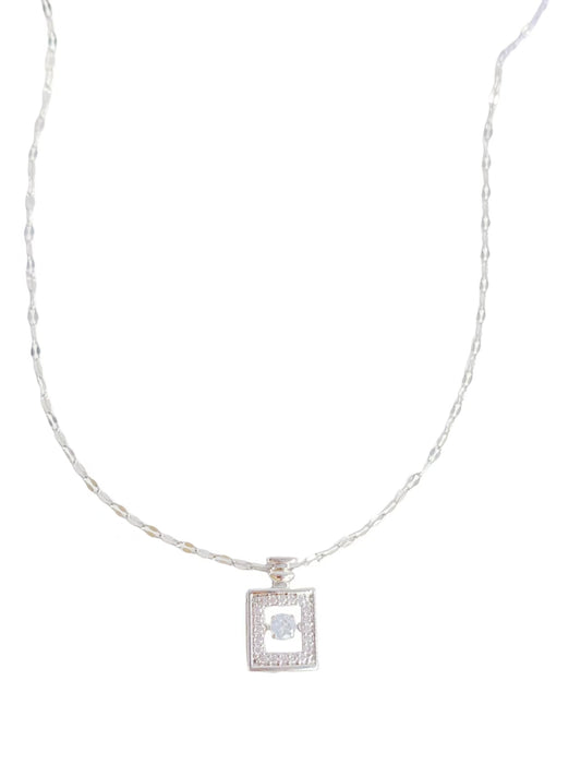 Sparkle Square Pendant Necklace