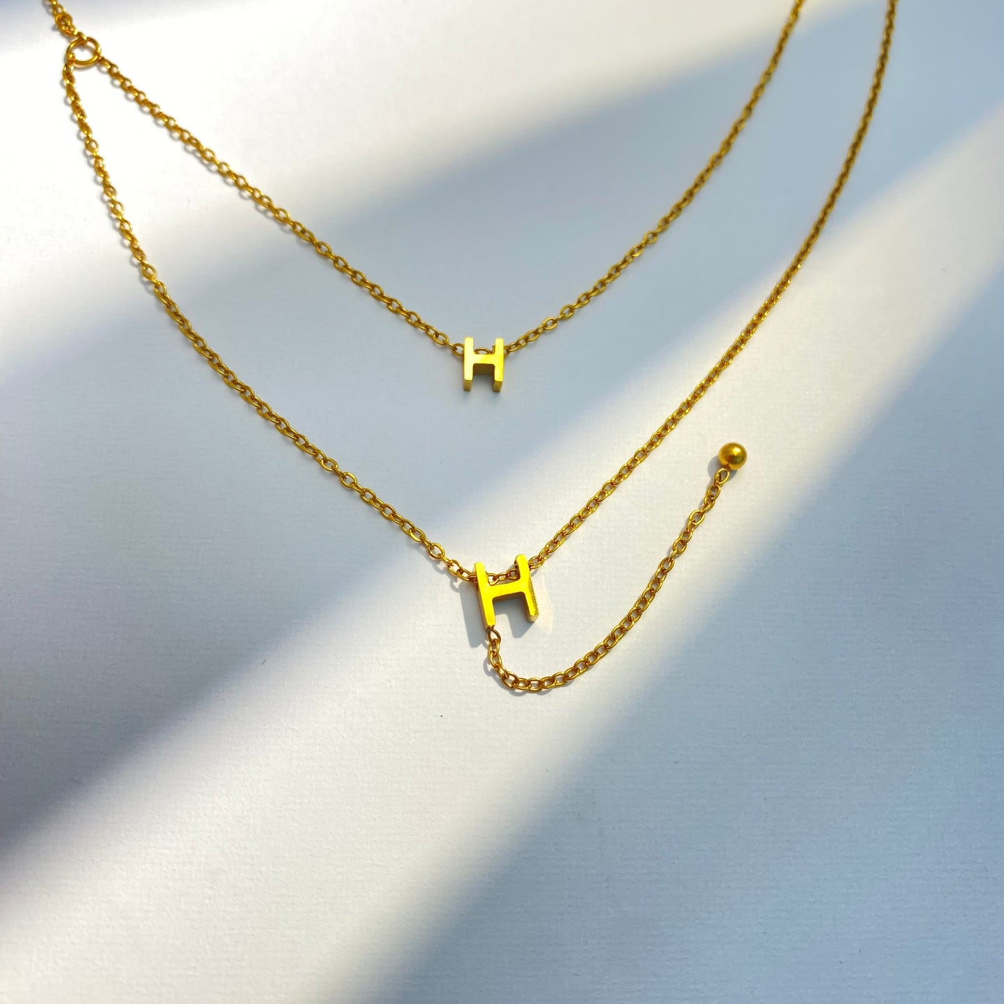 Gold H Pendant Necklace