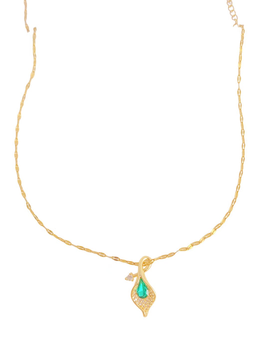Emerald Feather Necklace