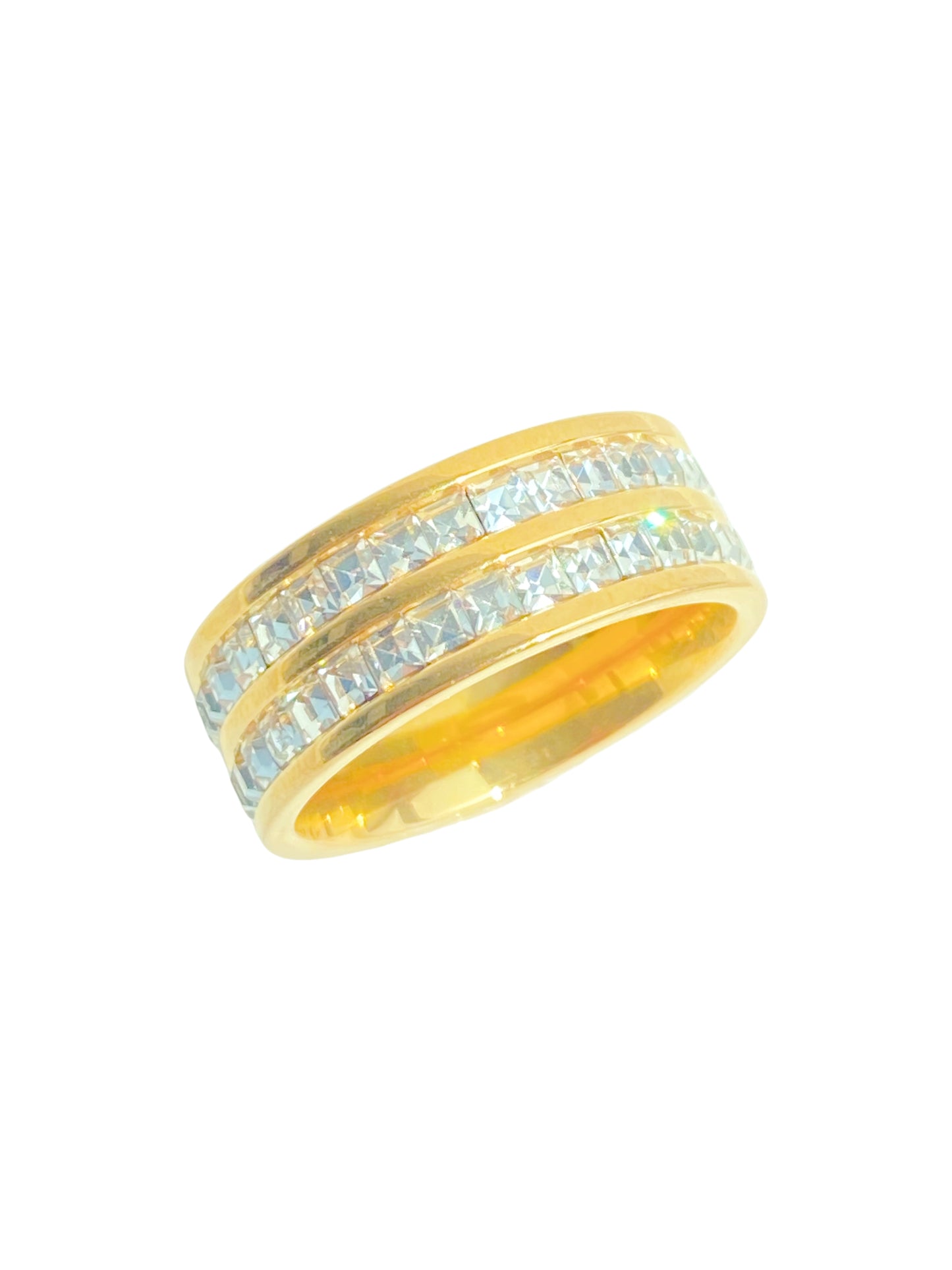 Golden Double-row Diamond Ring