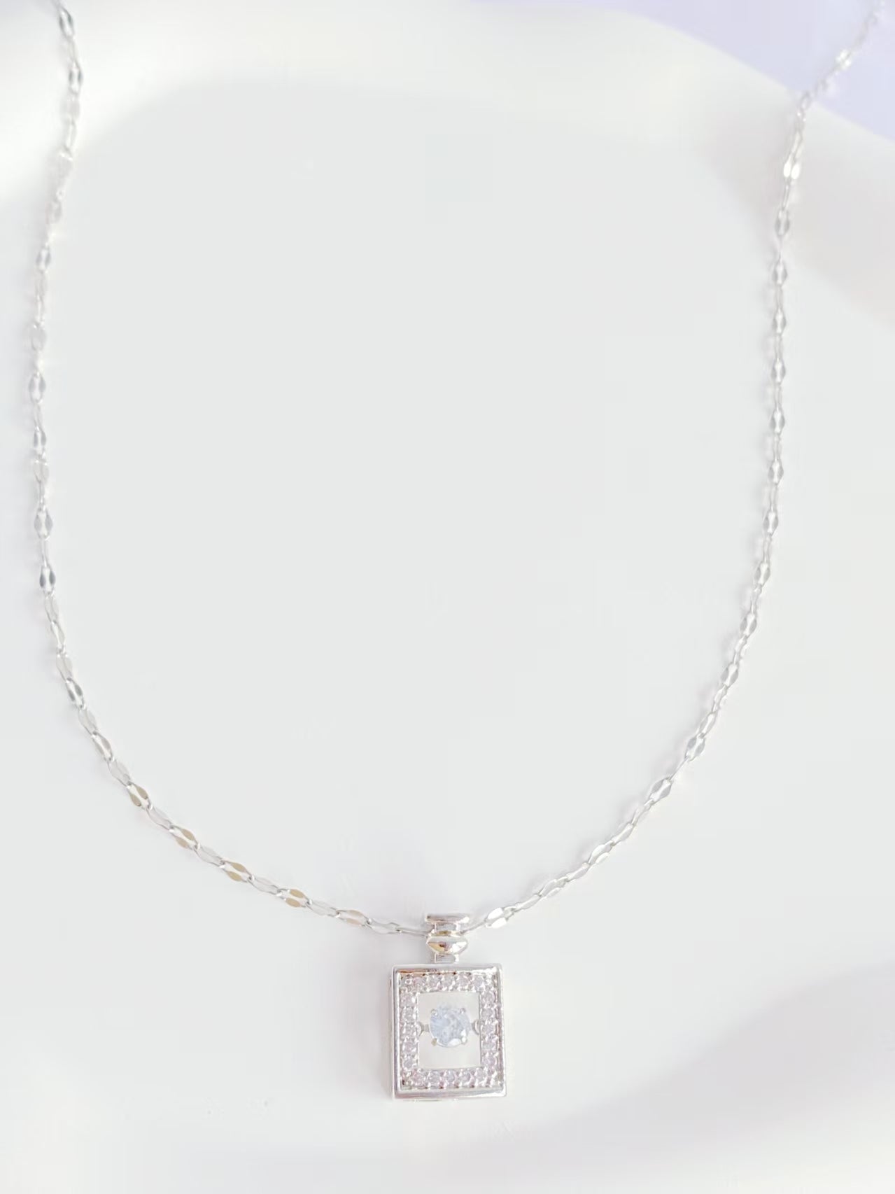 Sparkle Square Pendant Necklace