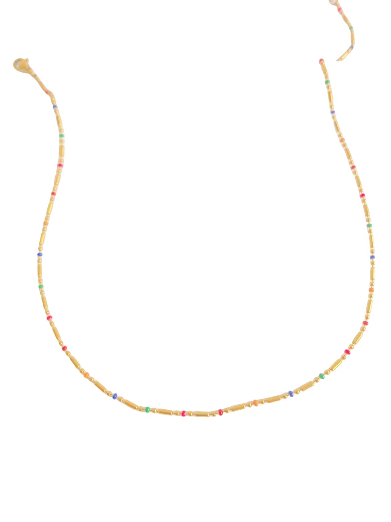 Rainbow Bead Gold Necklace