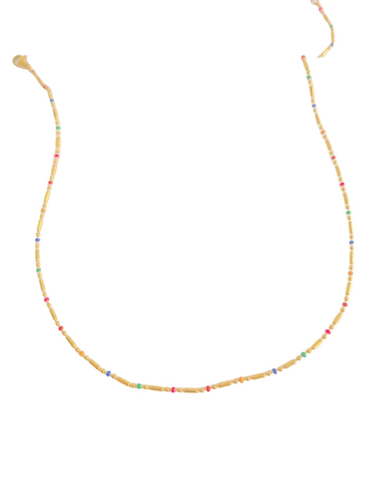 Rainbow Bead Gold Necklace