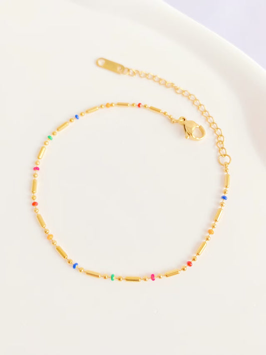 Gold Plated Colorful Bead Dainty Bracelet