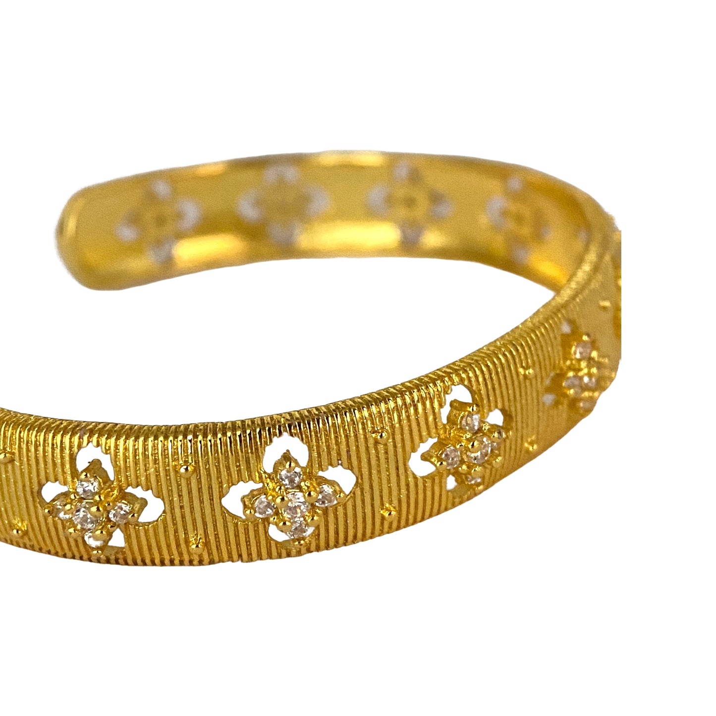 Vintage Buchi - Style Open Bangle | Eco - Chic Zircon Bracelet