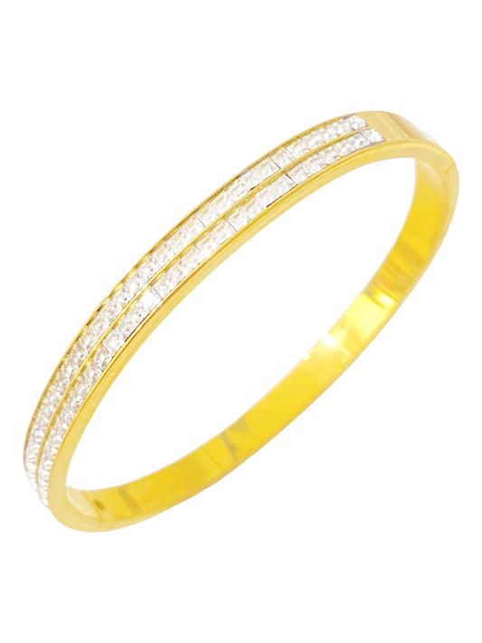 Double Row Crystal Gold Bangle