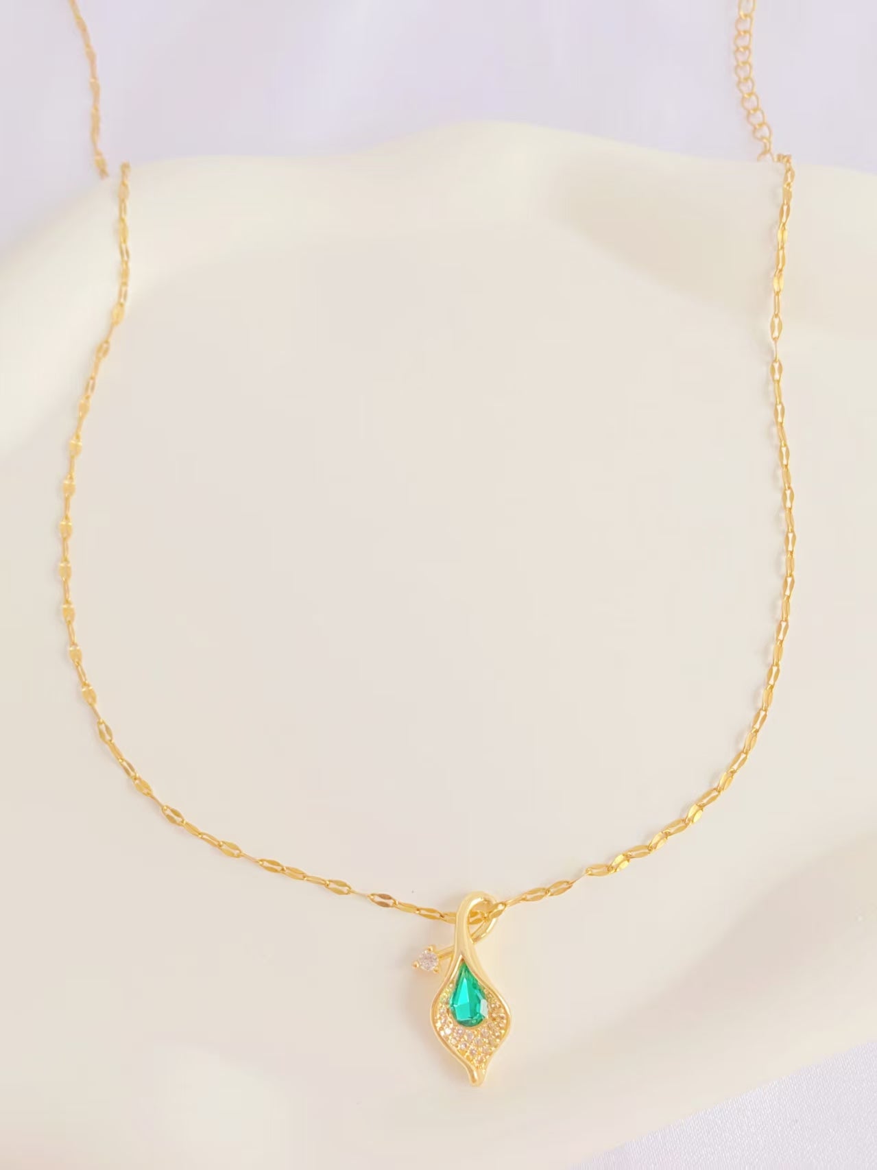 Emerald Feather Necklace
