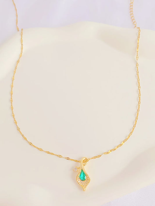 Emerald Feather Necklace