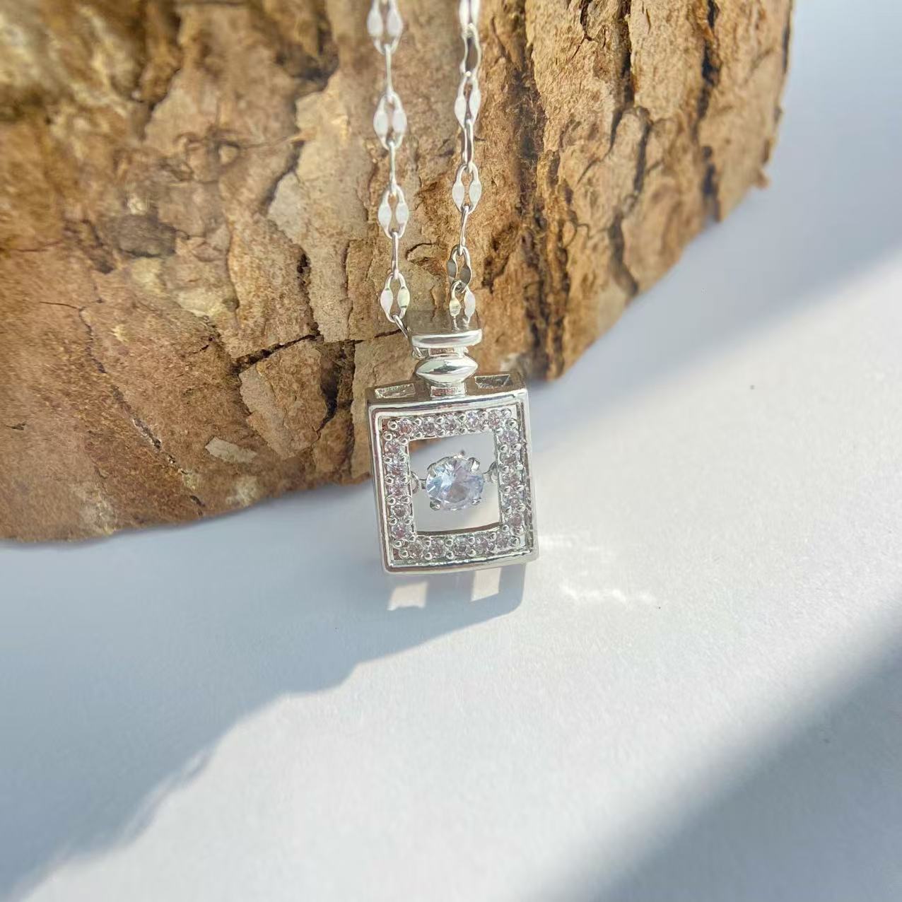 Sparkle Square Pendant Necklace