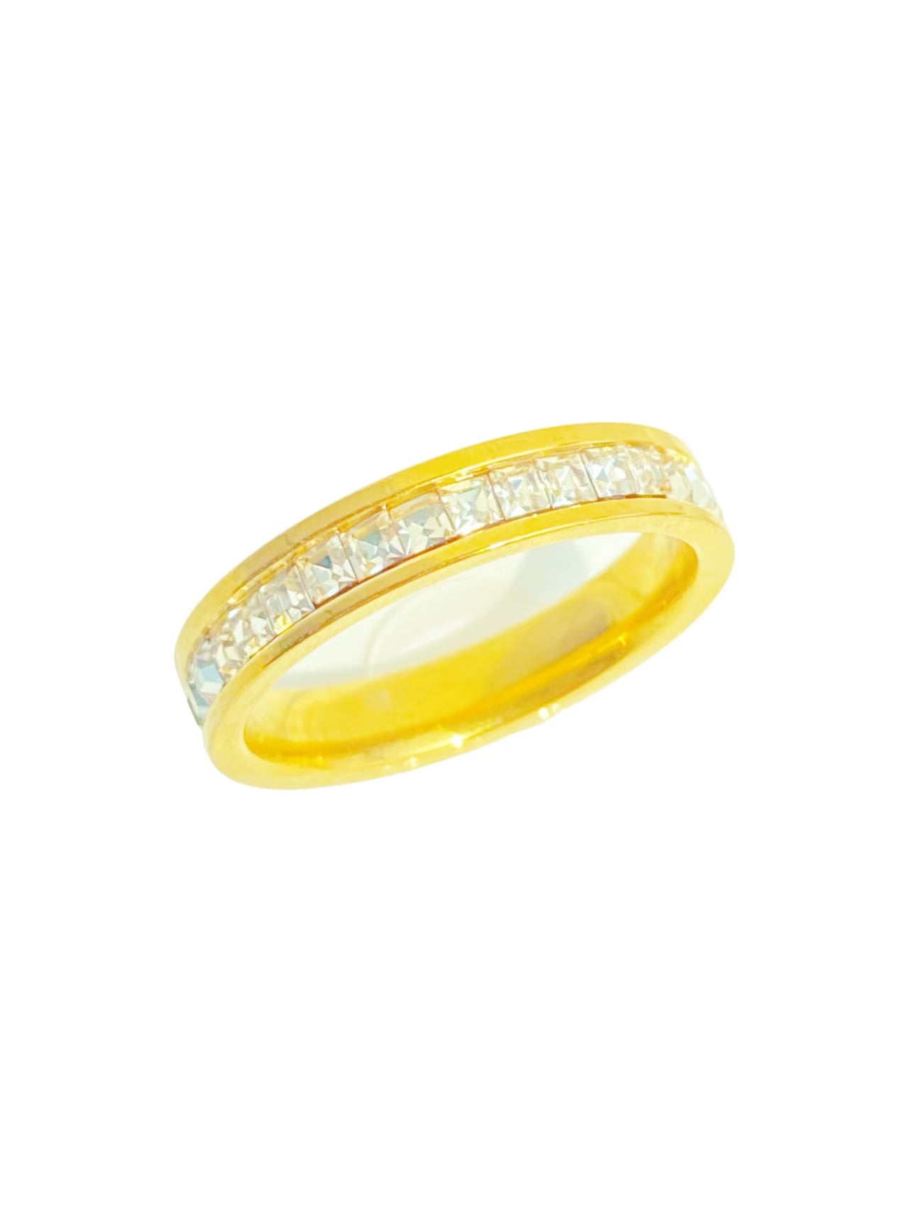 Golden Single-row Diamond Ring