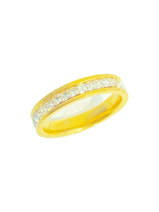 Golden Single-row Diamond Ring