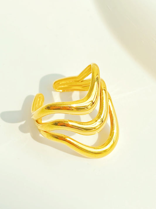 Golden Multi-layer Open Ring