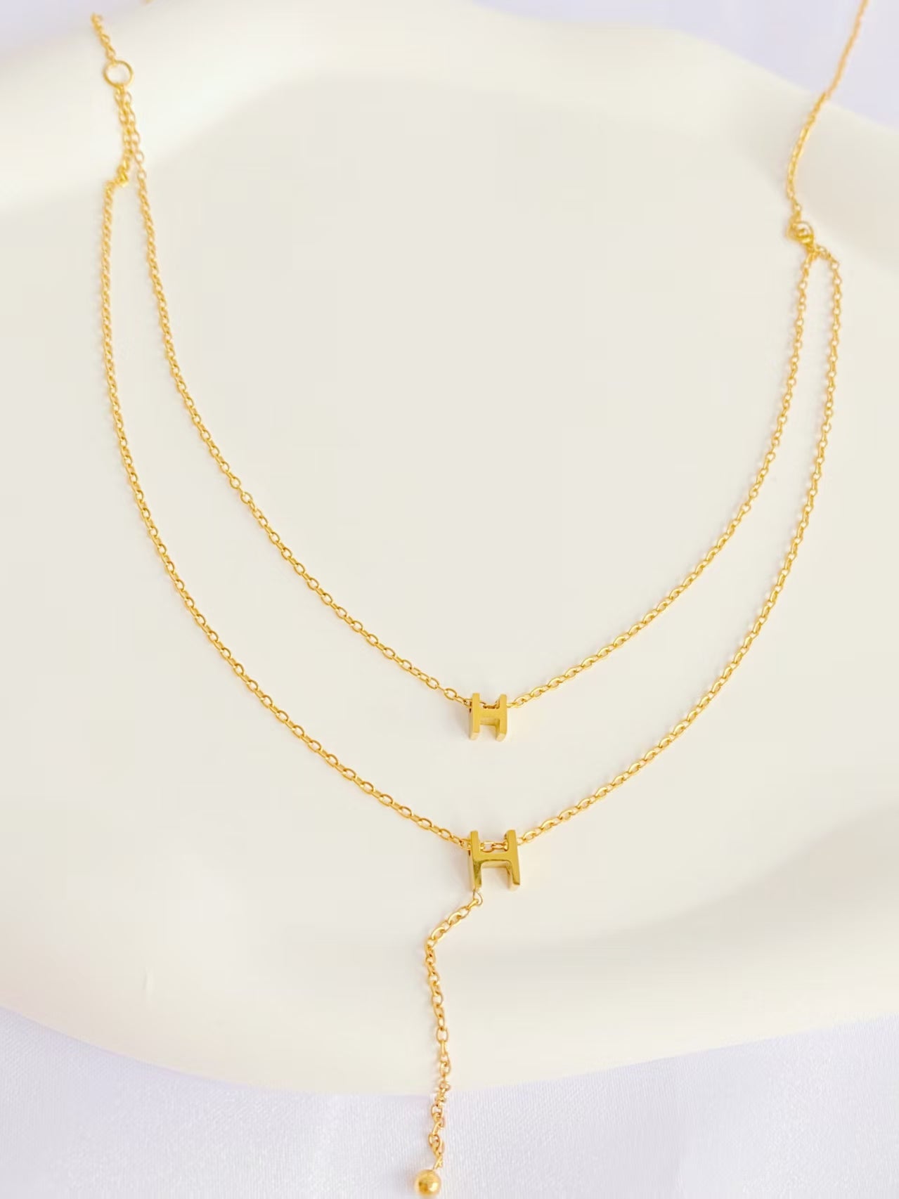 Gold H Pendant Necklace