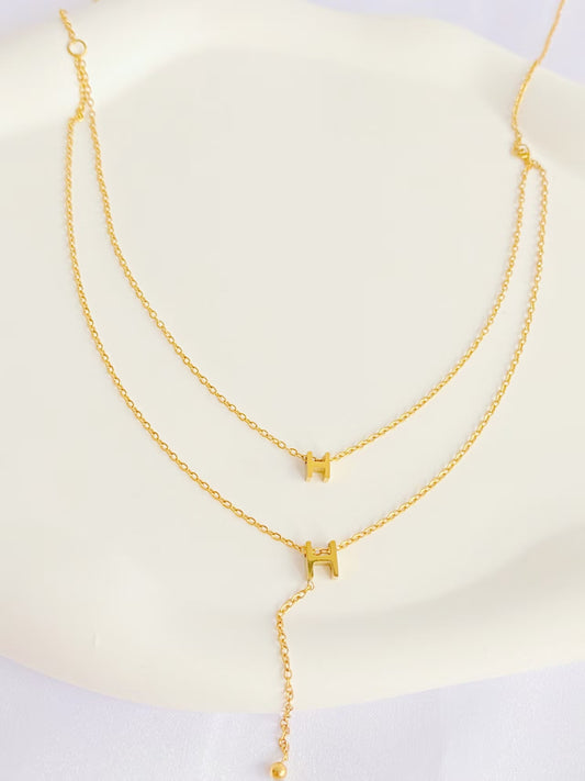 Gold H Pendant Necklace