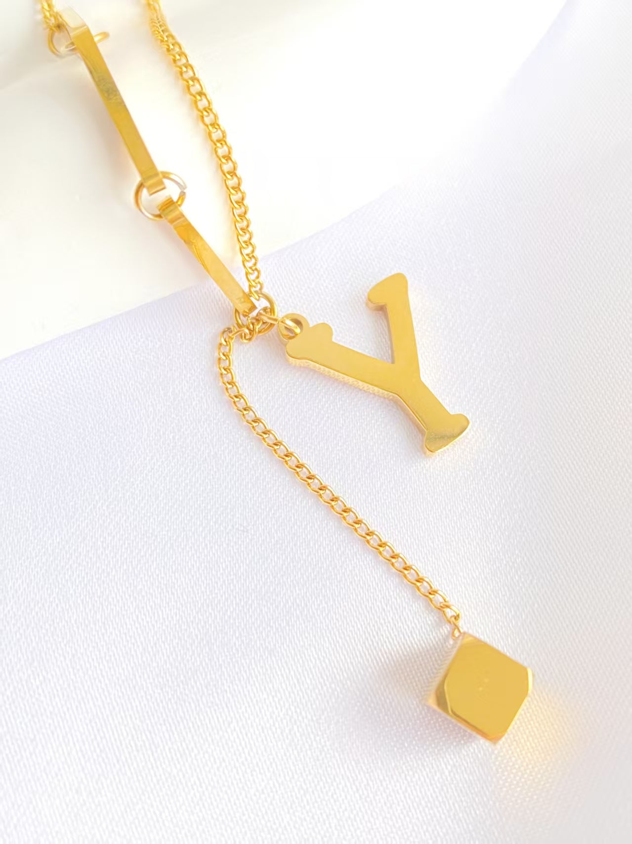 Gold Y Letter Necklace
