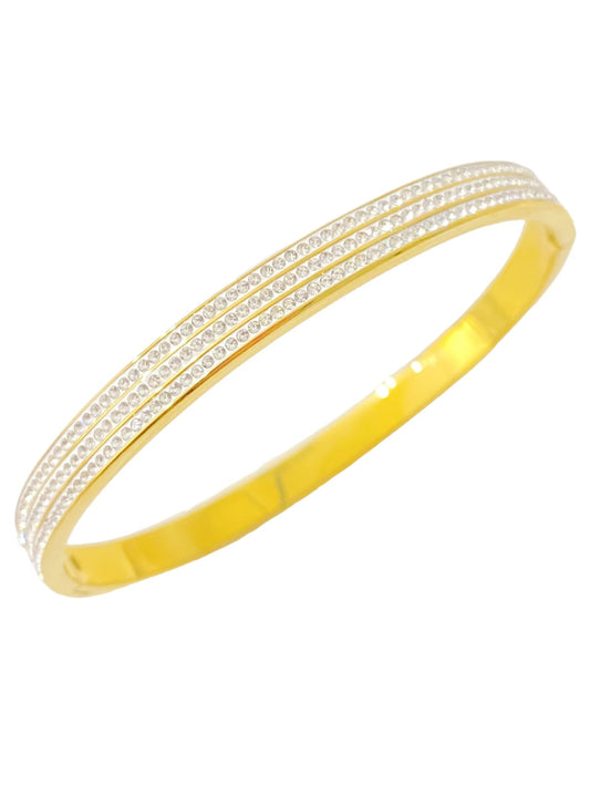 Triple Row Crystal Gold Bangle