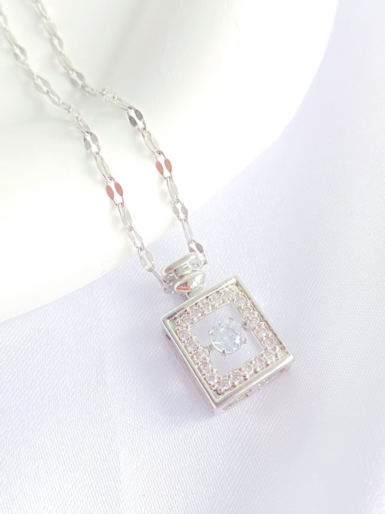 Sparkle Square Pendant Necklace