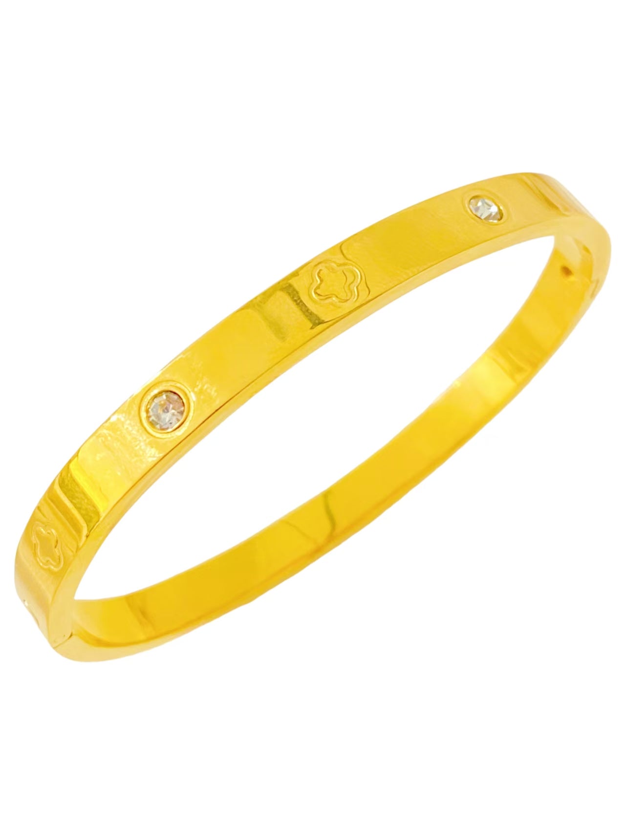 Four-leaf Clover Crystal Gold Bangle
