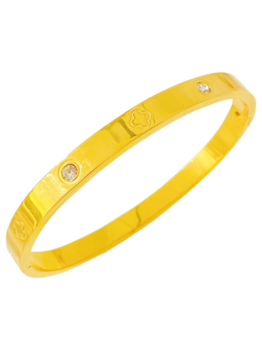 Four-leaf Clover Crystal Gold Bangle