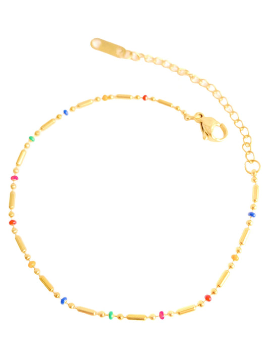 Gold Plated Colorful Bead Dainty Bracelet