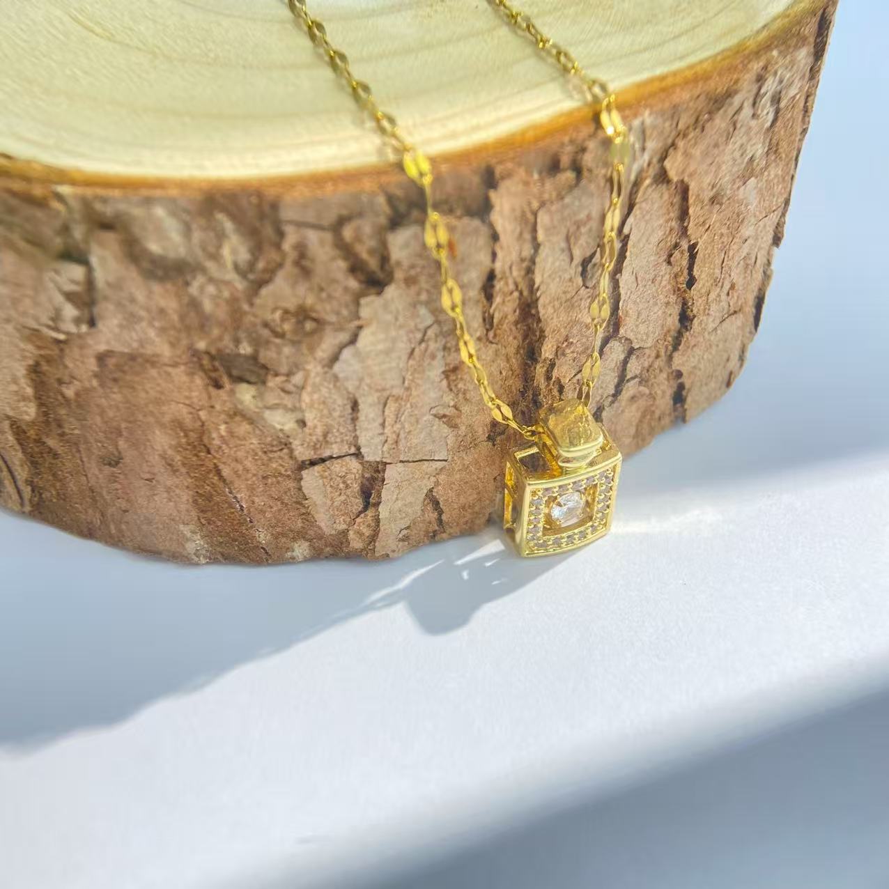 Gold Perfume Bottle Necklace