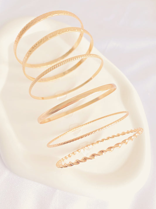 Gold Bangle Bracelets (All-six)