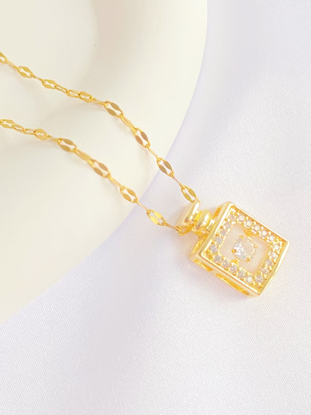 Gold Perfume Bottle Necklace