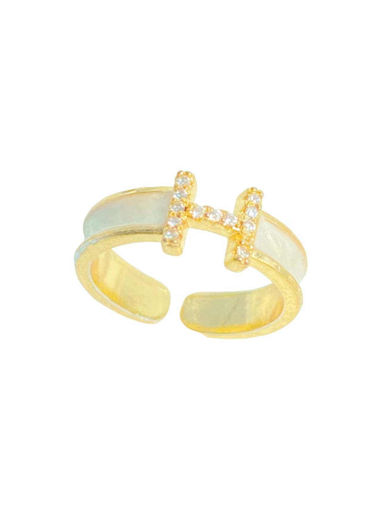 Geometric H - Shaped Sparkle Ring
