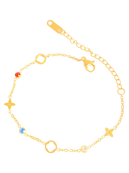 Colorful Crystal Flower Gold Bracelet