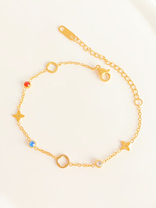Colorful Crystal Flower Gold Bracelet