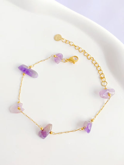 Gold Plated Amethyst Chip Bracelet