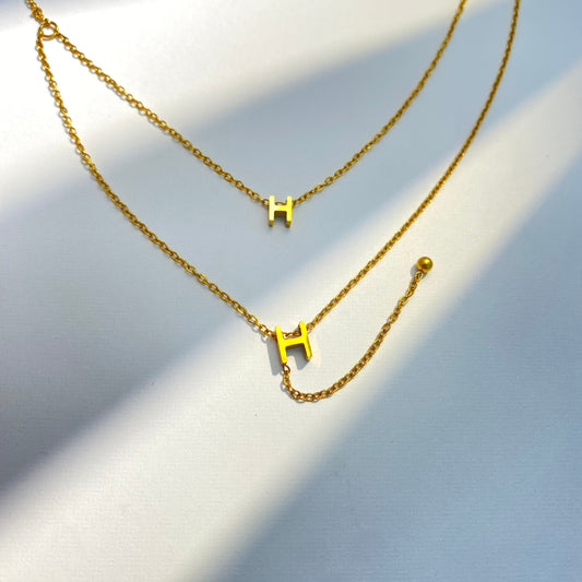 Gold H Pendant Necklace