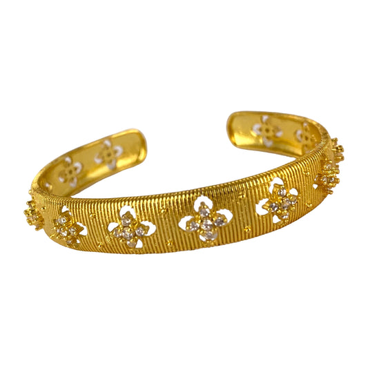Vintage Buchi - Style Open Bangle | Eco - Chic Zircon Bracelet