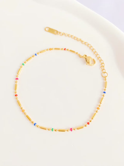Gold Plated Colorful Bead Dainty Bracelet