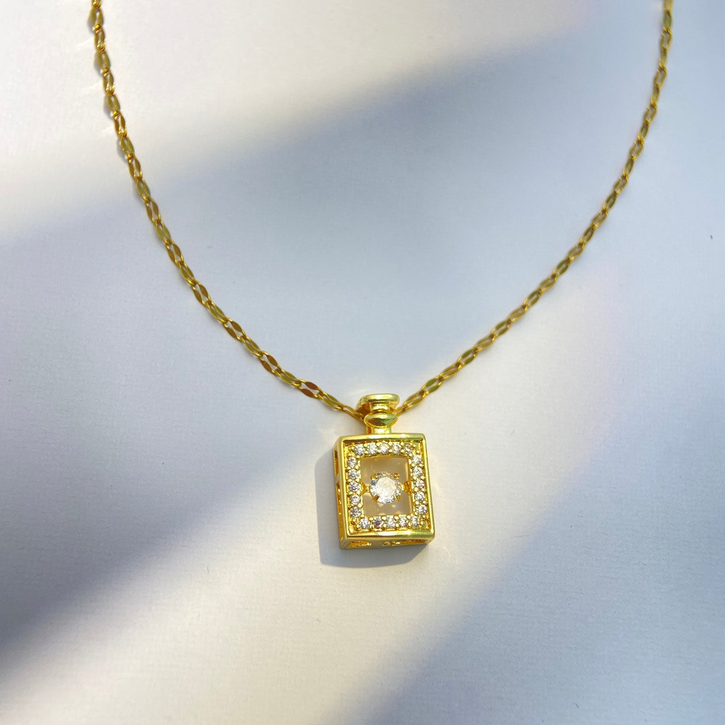 Gold Perfume Bottle Necklace