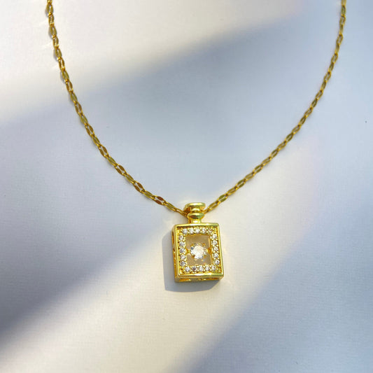 Gold Perfume Bottle Necklace