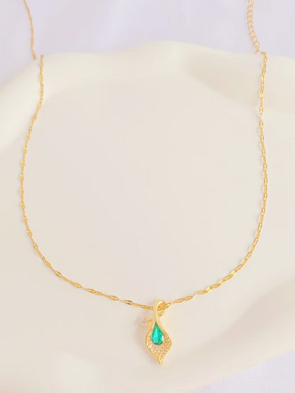 Emerald Feather Necklace