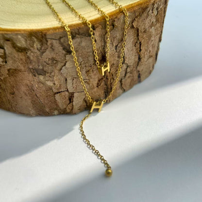 Gold H Pendant Necklace