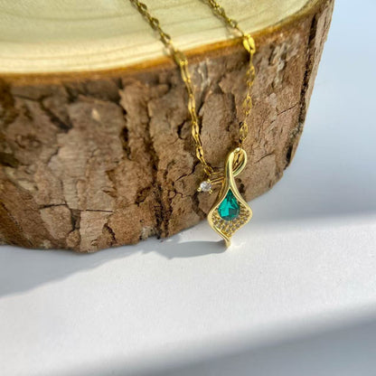Emerald Feather Necklace