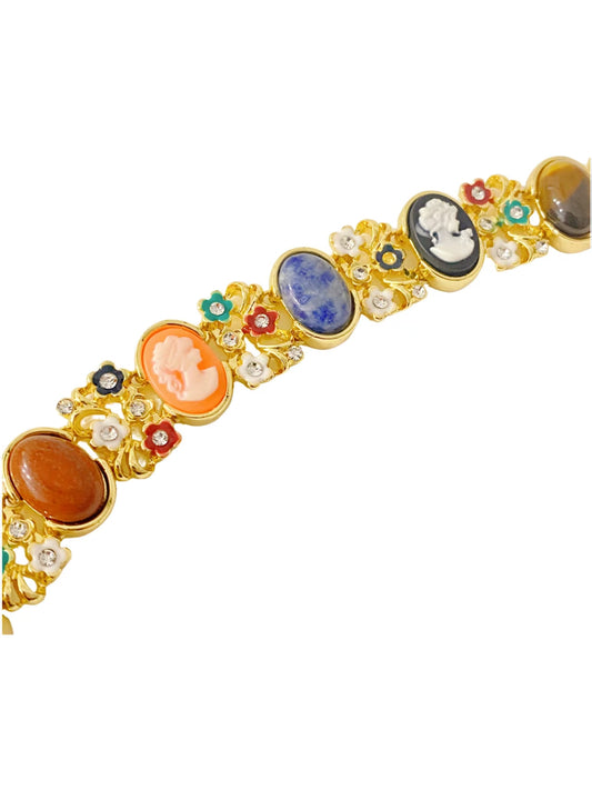 Vintage Cameo Bracelet with Natural Stones