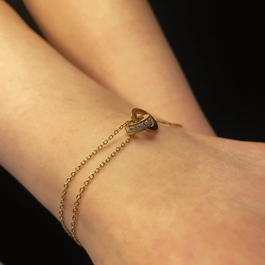 Infinity Double Ring Anklet with Zircon