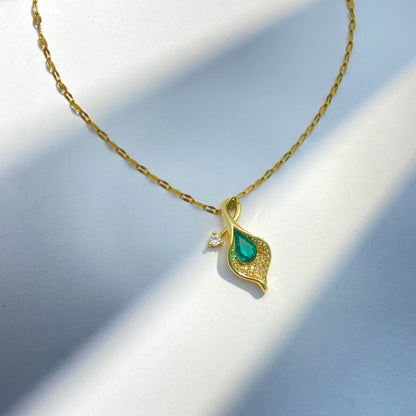 Emerald Feather Necklace
