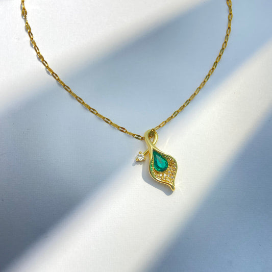 Emerald Feather Necklace
