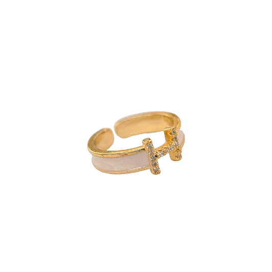 Geometric H - Shaped Sparkle Ring