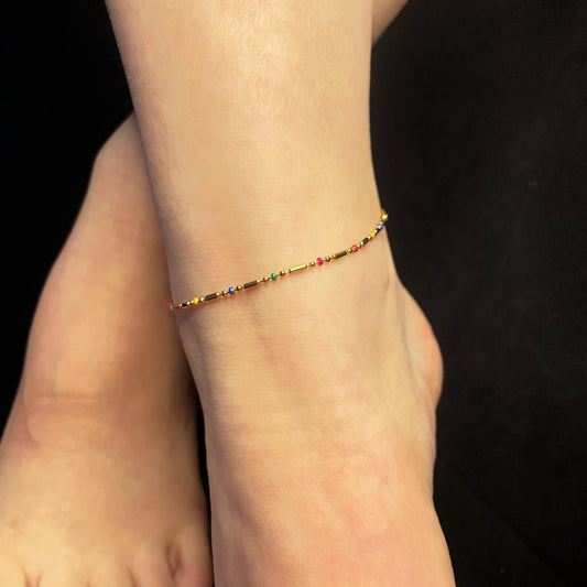 Colorful Bead Gold Anklet